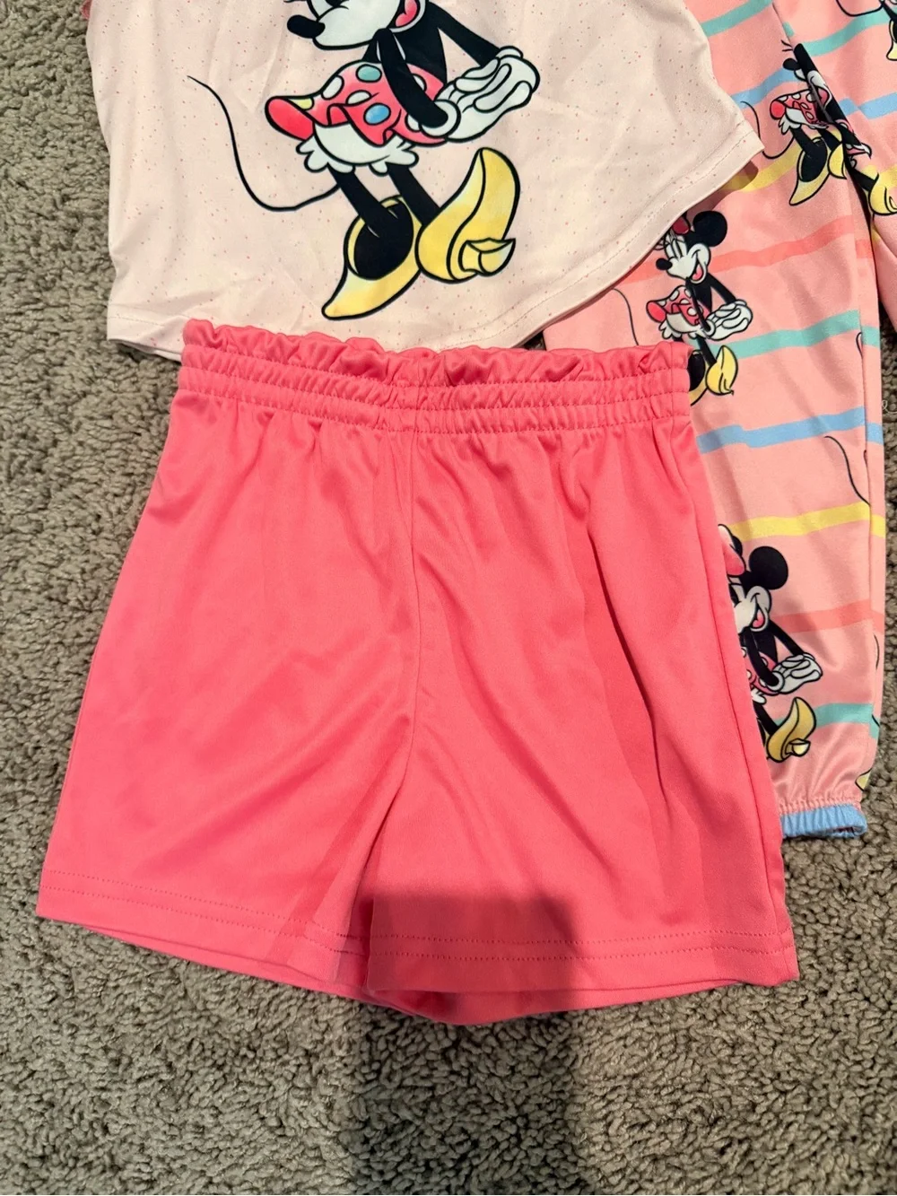 Disney Pink Minnie Mouse 3-Piece Pajama Set - Shorts & Pants